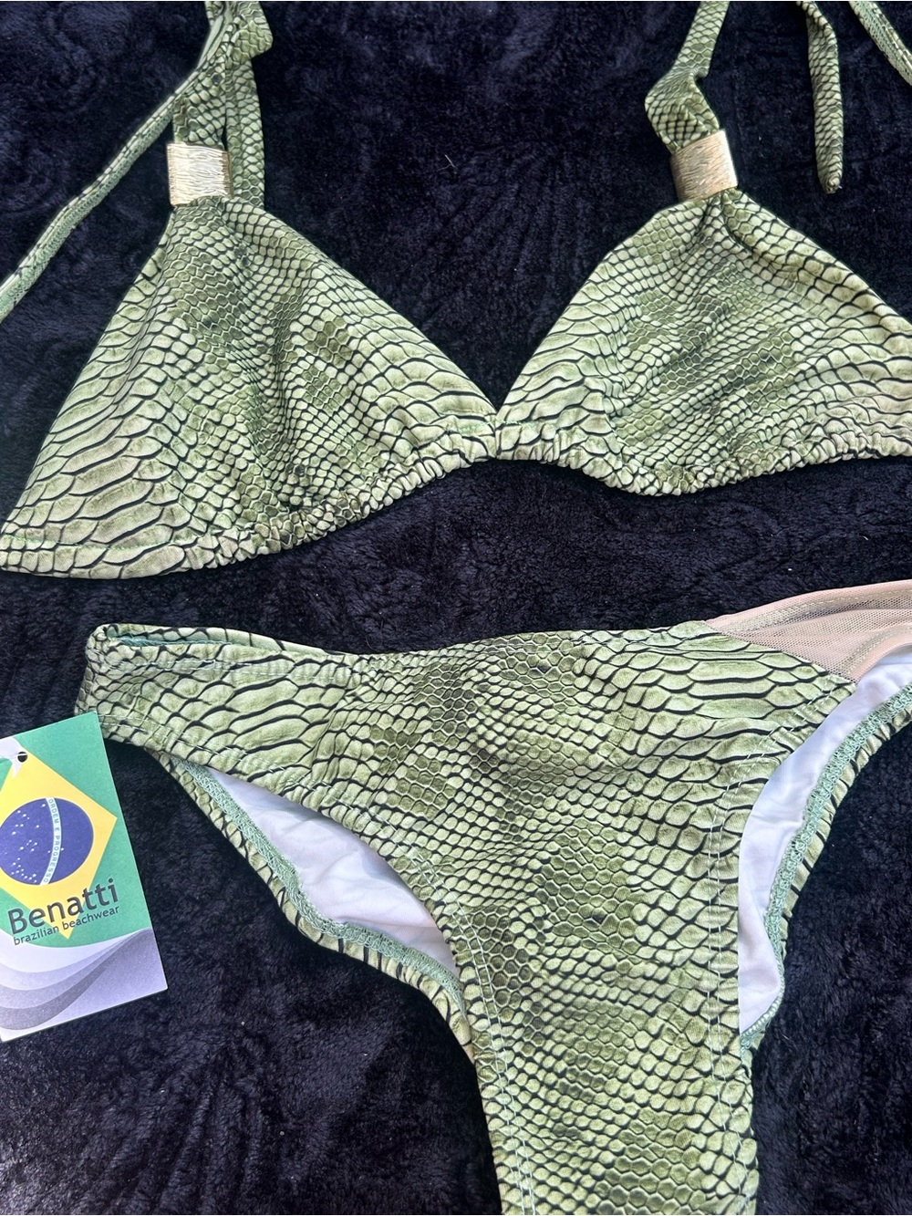 Green Snake-Print Reptile Bikini Set